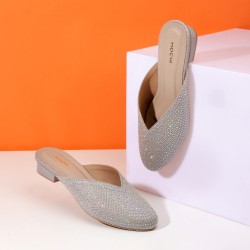 Women Gold Ethnic Slip Ons