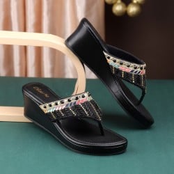 Women Black Ethnic Slip Ons