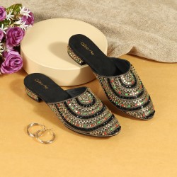 Women Black Ethnic Slip Ons