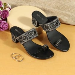 Women Black Ethnic Slip Ons