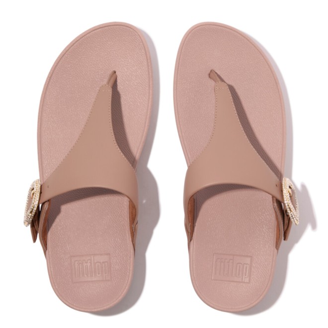 Fitflop Lulu Crystal-Buckle Leather Toe-Post Sandals (SKU: 228-381-51-3)