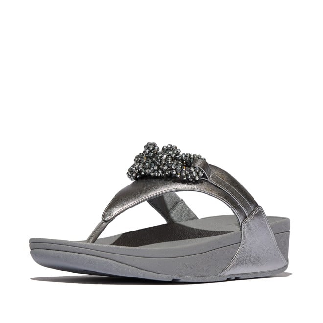 Fitflop Lulu Beaded-Chain Leather Toe-Post Sandals (SKU: 228-421-27-3)