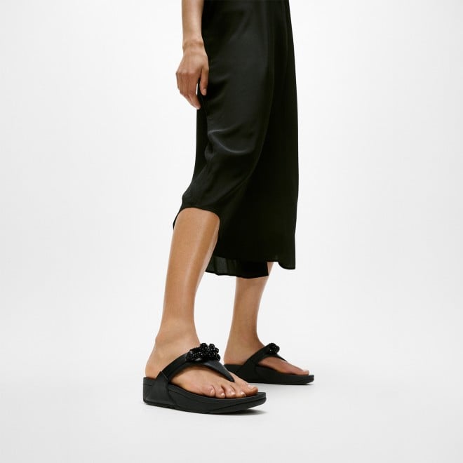 Fitflop Lulu Beaded-Chain Leather Toe-Post Sandals (SKU: 228-421-11-3)