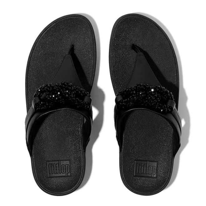 Fitflop Lulu Beaded-Chain Leather Toe-Post Sandals (SKU: 228-421-11-3)