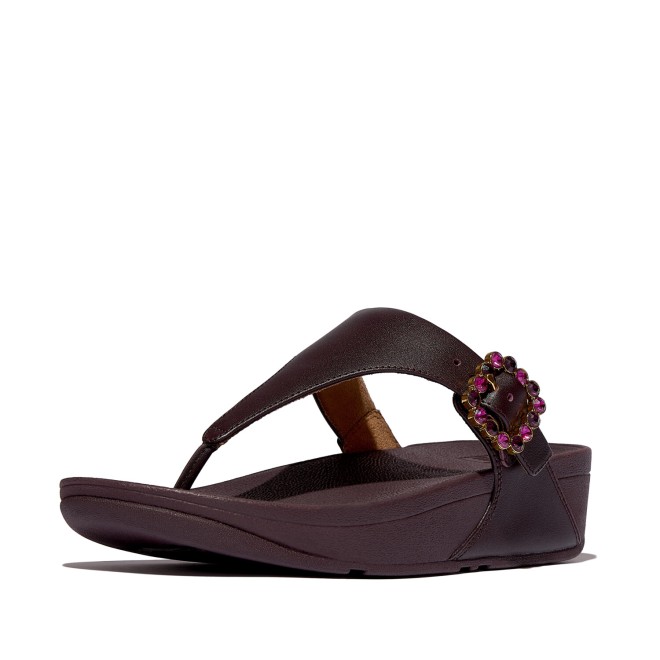 Fitflop Lulu Crystal-Buckle Leather Toe-Post Sandals (SKU: 228-422-26-3)