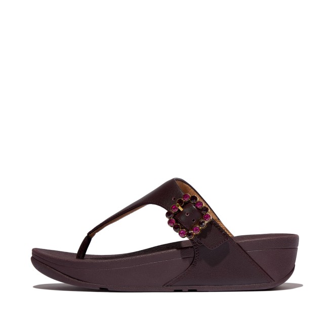 Fitflop Lulu Crystal-Buckle Leather Toe-Post Sandals (SKU: 228-422-26-3)