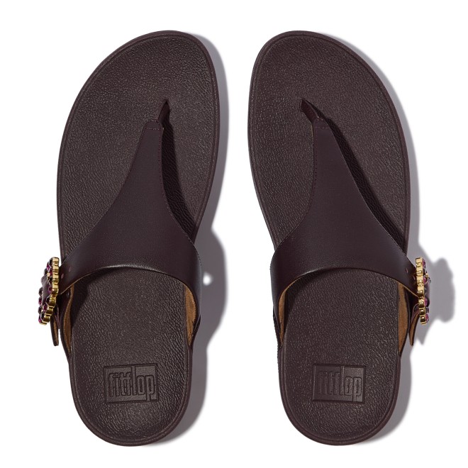 Fitflop Lulu Crystal-Buckle Leather Toe-Post Sandals (SKU: 228-422-26-3)