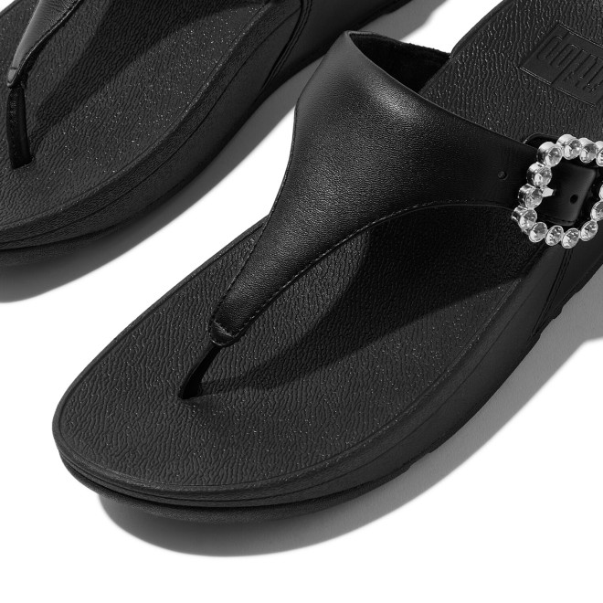 Fitflop Lulu Crystal-Buckle Leather Toe-Post Sandals (SKU: 228-422-11-3)