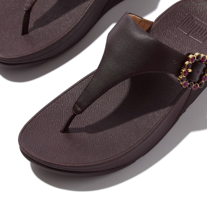 Fitflop Lulu Crystal-Buckle Leather Toe-Post Sandals (SKU: 228-422-26-3)