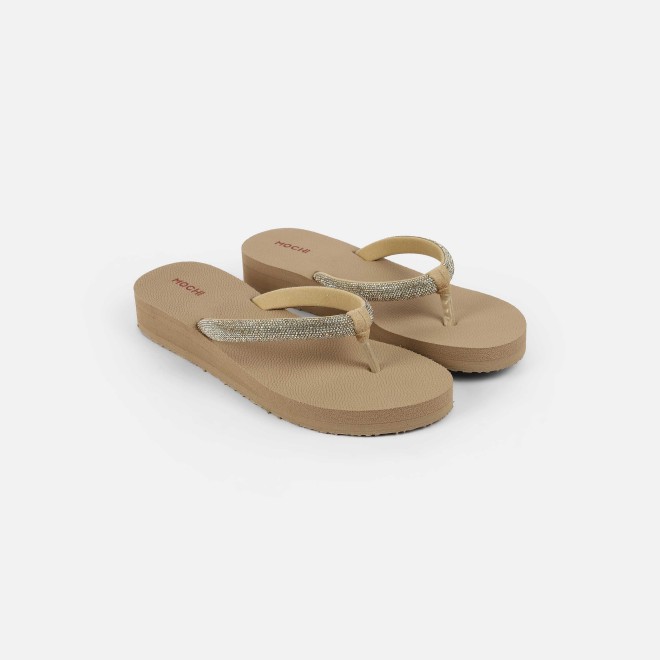 Mochi Women Beige Casual Slippers (SKU: 32-1487-20-37)