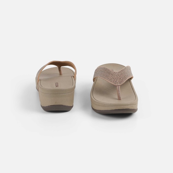 Mochi Women Beige Casual Slippers (SKU: 32-1507-20-36)
