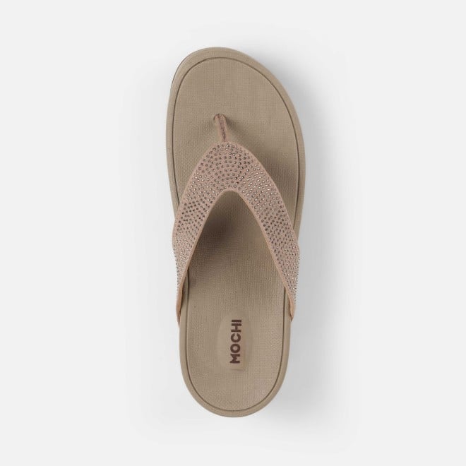 Mochi Women Beige Casual Slippers (SKU: 32-1507-20-36)