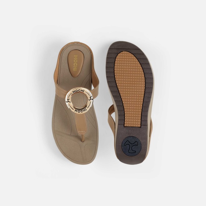 Mochi Women Beige Casual Slippers (SKU: 32-278-20-36)