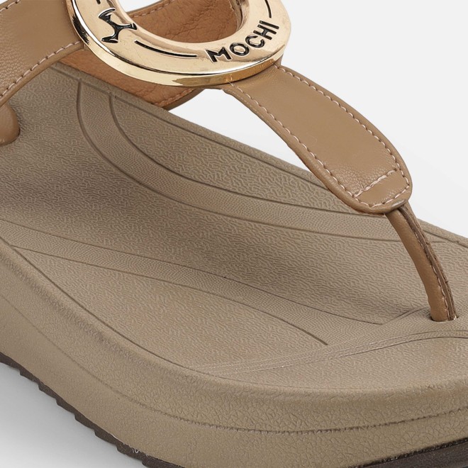 Mochi Women Beige Casual Slippers (SKU: 32-278-20-36)
