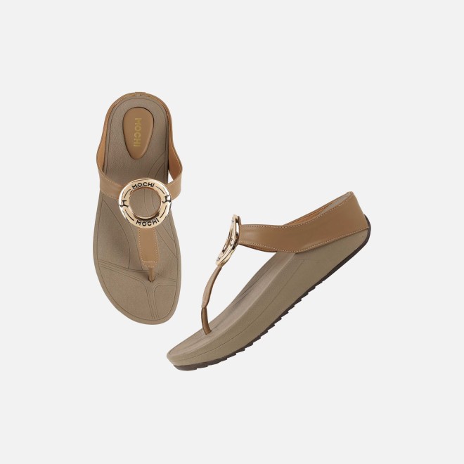Mochi Women Beige Casual Slippers (SKU: 32-278-20-36)