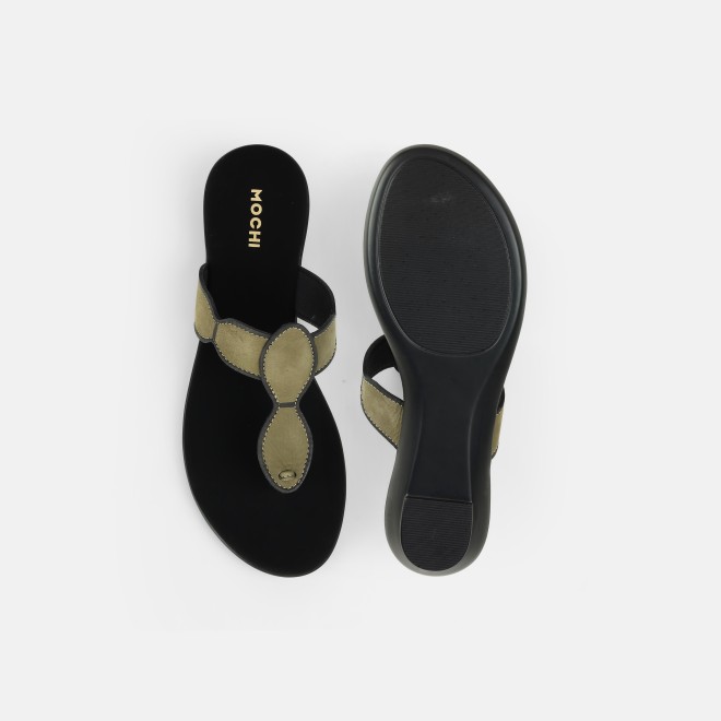 Mochi Women Olive Casual Slippers (SKU: 32-612-49-36)