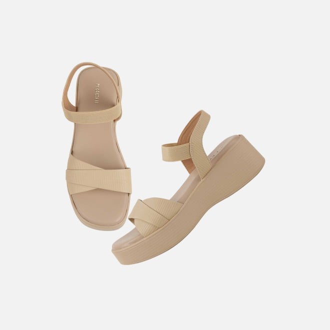 Mochi Women Beige Casual Sandals (SKU: 33-1338-20-36)