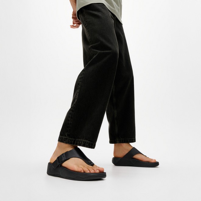 Fitflop Trakk Mens Buckle Embossed-Leather T-Post Sandals (SKU: 338-420-11-7)