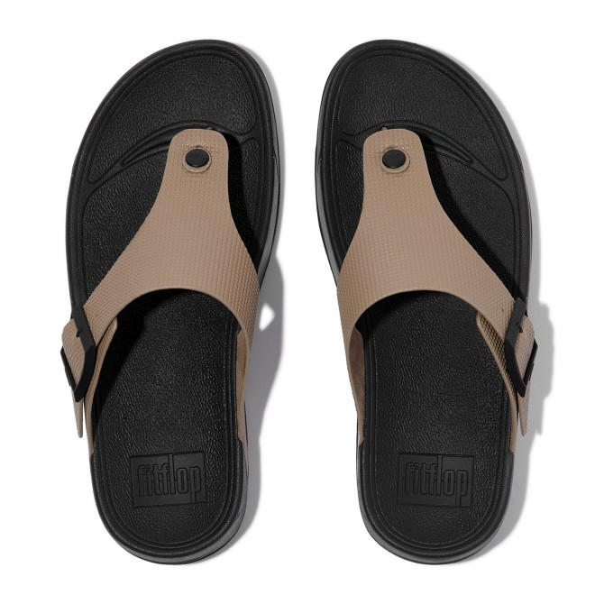 Fitflop Trakk Mens Buckle Embossed-Leather T-Post Sandals (SKU: 338-420-20-7)