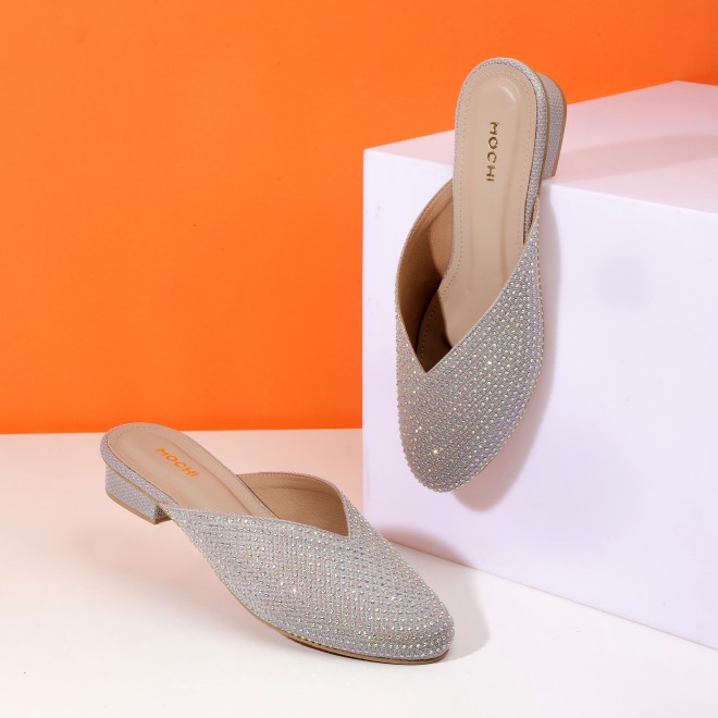 Mochi Women Gold Ethnic Slip Ons (SKU: 35-2089-15-38)