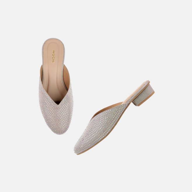 Mochi Women Gold Ethnic Slip Ons (SKU: 35-2089-15-38)