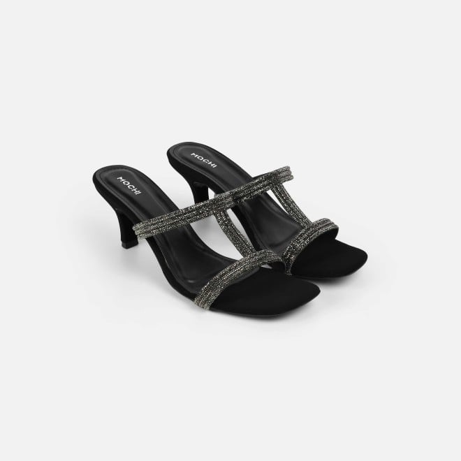 Mochi Women Black Party Slip Ons (SKU: 35-2354-11-36)