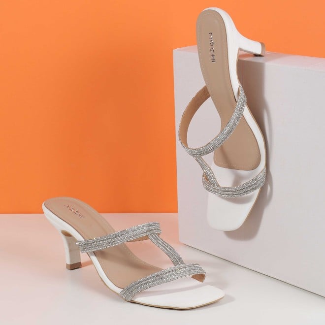 Mochi Women White Party Slip Ons (SKU: 35-2354-16-37)