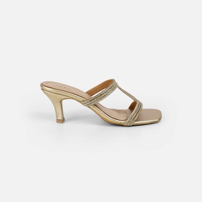 Mochi Women Gold Party Slip Ons (SKU: 35-2354-15-36)