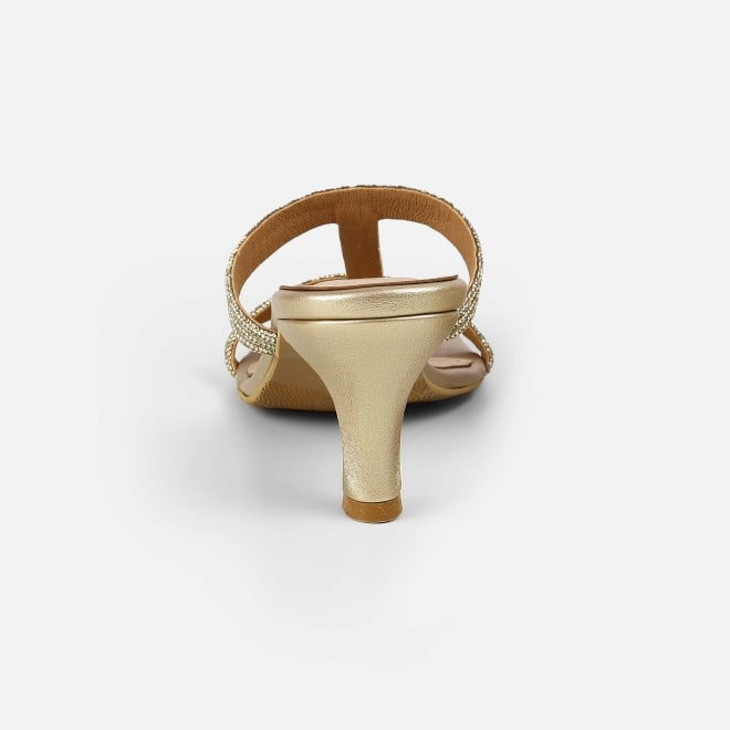 Mochi Women Gold Party Slip Ons (SKU: 35-2354-15-36)