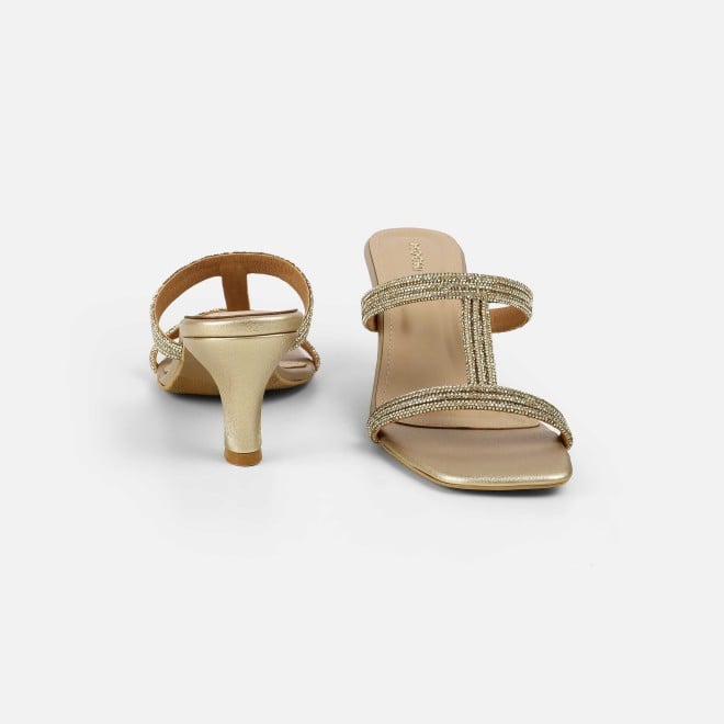 Mochi Women Gold Party Slip Ons (SKU: 35-2354-15-36)