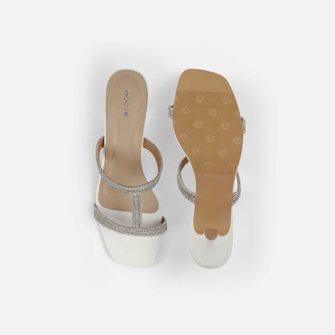 Mochi Women White Party Slip Ons (SKU: 35-2354-16-37)