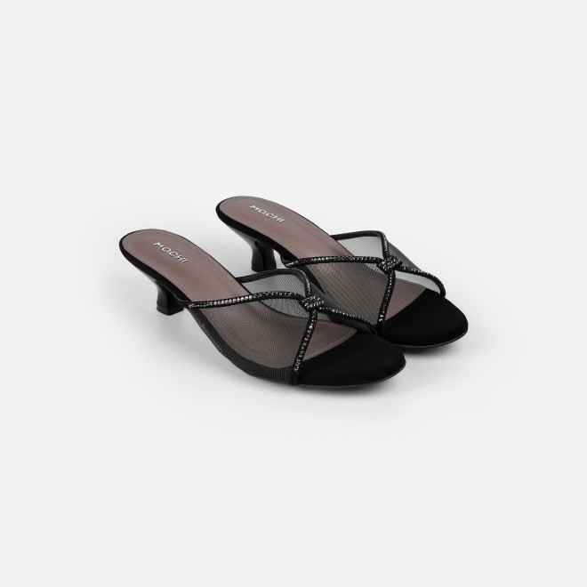 Mochi Women Black Party Slip Ons (SKU: 35-562-11-37)
