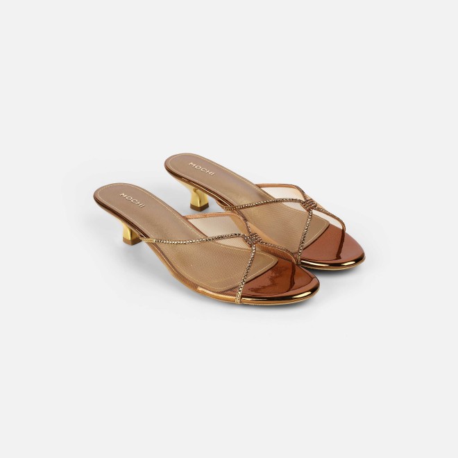 Mochi Women Antic-gold Party Slip Ons (SKU: 35-562-28-38)