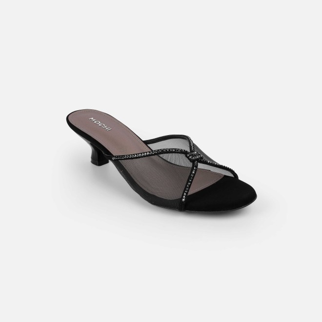 Mochi Women Black Party Slip Ons (SKU: 35-562-11-37)