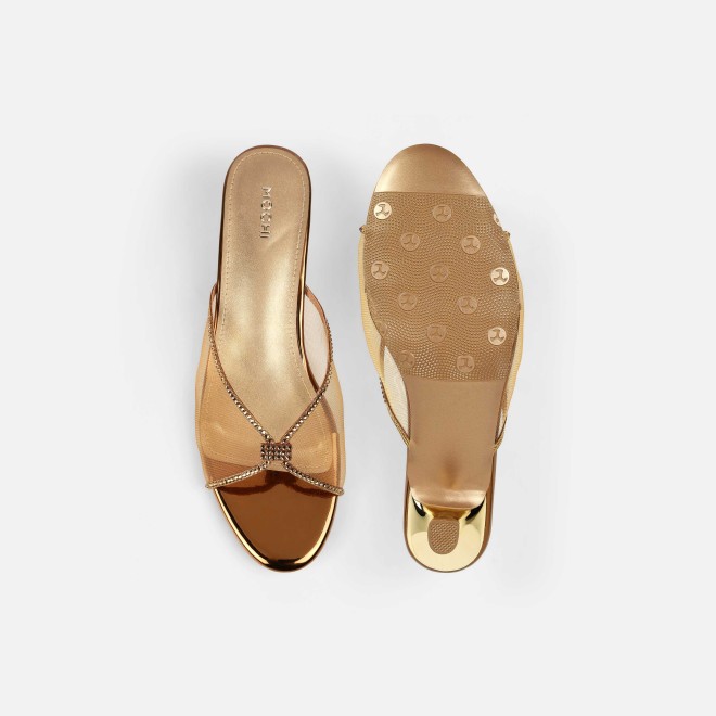Mochi Women Antic-gold Party Slip Ons (SKU: 35-562-28-38)