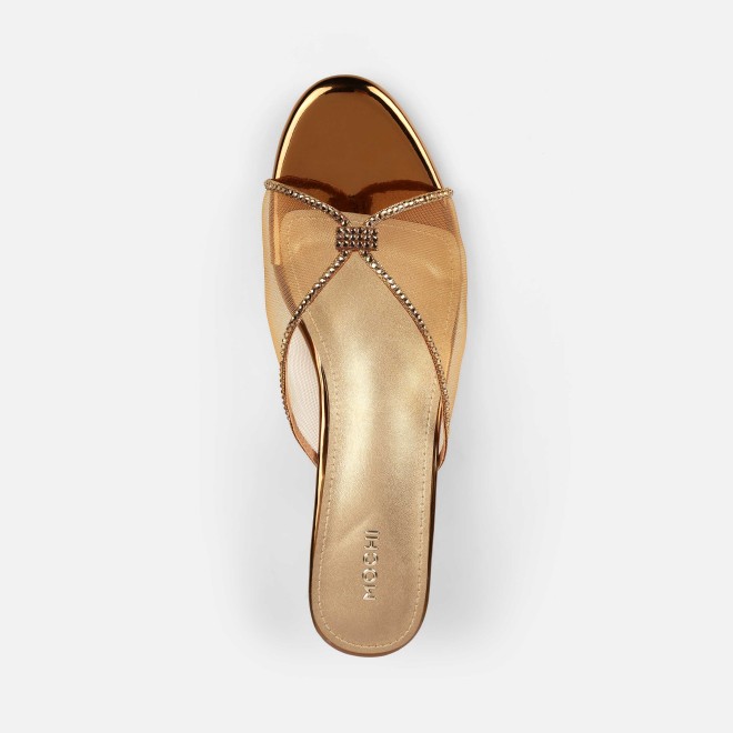 Mochi Women Antic-gold Party Slip Ons (SKU: 35-562-28-38)