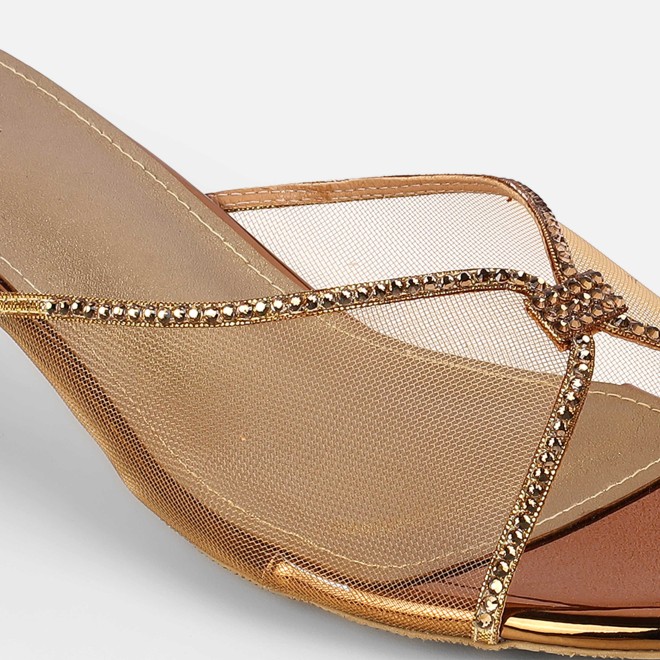 Mochi Women Antic-gold Party Slip Ons (SKU: 35-562-28-38)