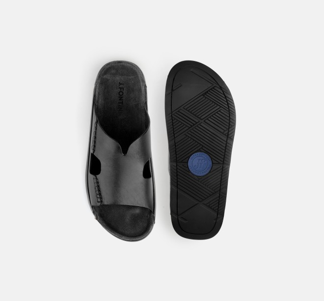 J.Fontini Men Black Casual Slippers (SKU: 60-123-11-43)