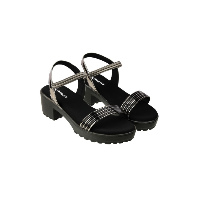 Kittens Girls Gun-metal Casual Sandals (SKU: 78-5741-29-30)