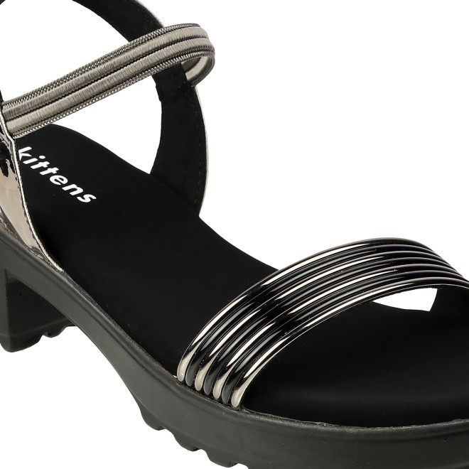 Kittens Girls Gun-metal Casual Sandals (SKU: 78-5741-29-30)