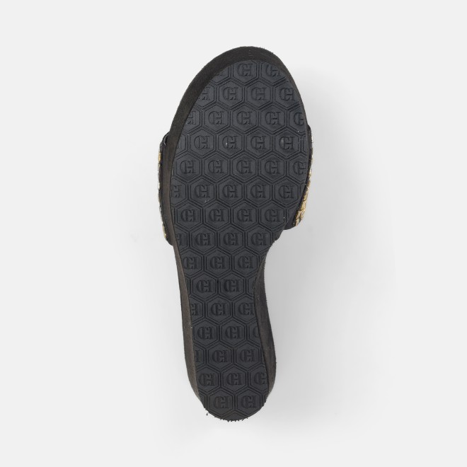 Cheemo Women Black Ethnic Slip Ons (SKU: 92-257-11-37)