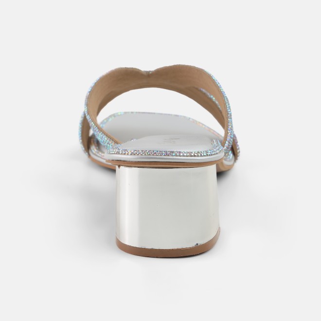 Cheemo Women Silver Ethnic Slip Ons (SKU: 92-260-27-36)