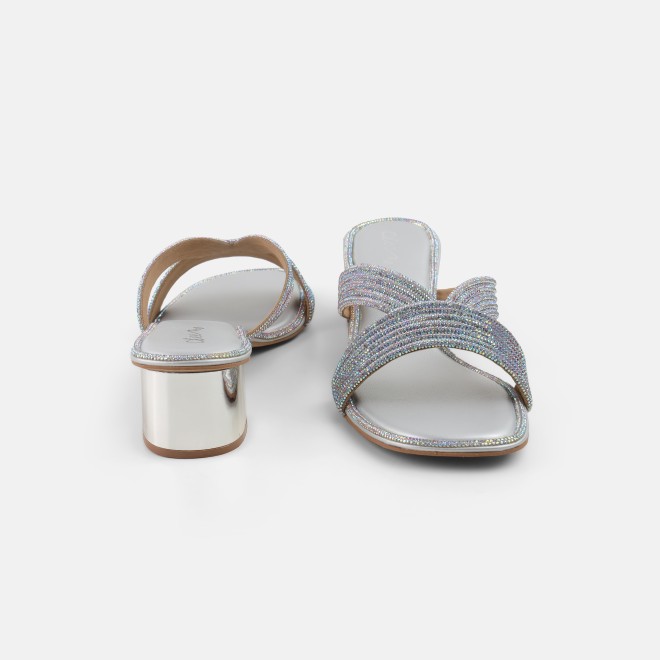 Cheemo Women Silver Ethnic Slip Ons (SKU: 92-260-27-36)