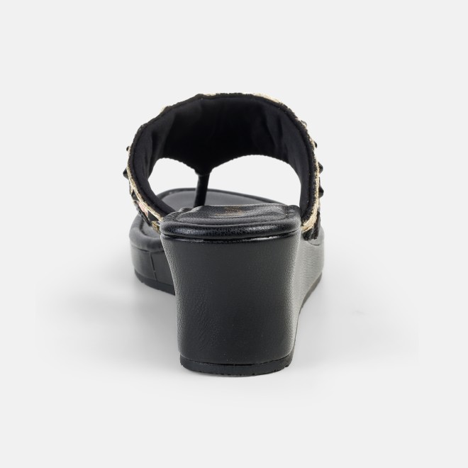 Cheemo Women Black Ethnic Slip Ons (SKU: 92-280-11-37)