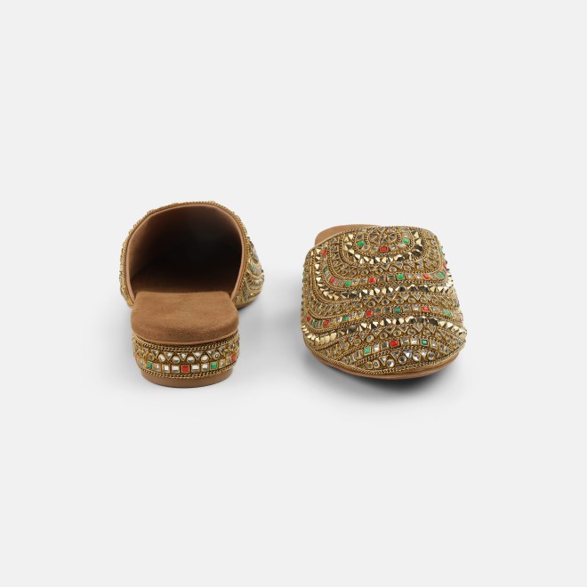 Cheemo Women Antic-gold Ethnic Slip Ons (SKU: 92-281-28-37)