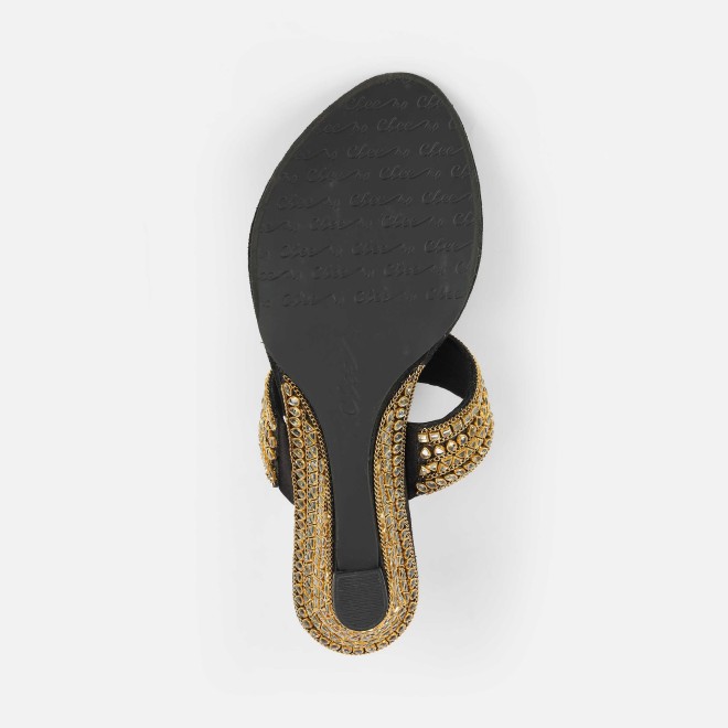 Cheemo Women Black Ethnic Slip Ons (SKU: 92-282-11-37)