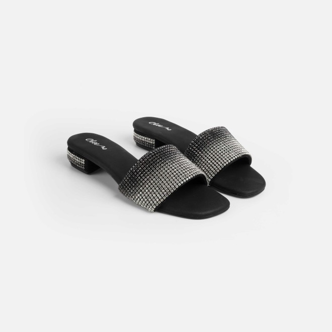 Cheemo Women Black Party Slip Ons (SKU: 92-287-11-37)