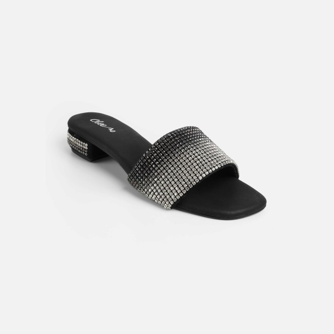 Cheemo Women Black Party Slip Ons (SKU: 92-287-11-37)