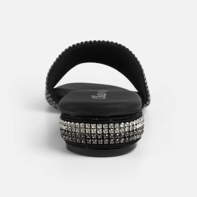 Cheemo Women Black Party Slip Ons (SKU: 92-287-11-37)