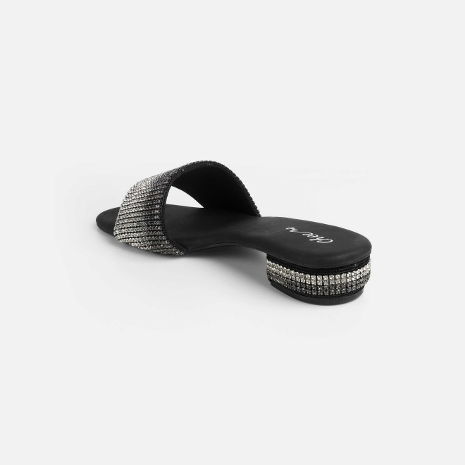 Cheemo Women Black Party Slip Ons (SKU: 92-287-11-37)